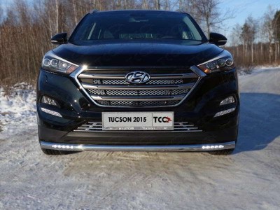 Защита переднего бампера с ДХО 60 мм ТСС для Hyundai Tucson 2015-2018