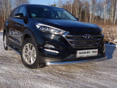 Защита передняя овальная 75х42 мм ТСС для Hyundai Tucson 2015-2018