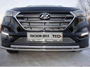 Защита передняя двойная 42-42 мм для Hyundai Tucson № HYUNTUC15-36