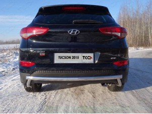 Защита заднего бампера двойная 60-42 мм для Hyundai Tucson № HYUNTUC15-32