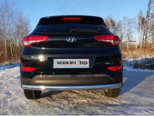Защита заднего бампера овальная 75х42 мм для Hyundai Tucson № HYUNTUC15-31