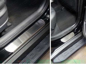 Накладки на пороги шлифованный лист для Hyundai Tucson № HYUNTUC15-12