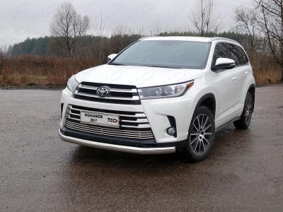 Защита передняя овальная 75х42 мм ТСС для Toyota Highlander 2017-2020