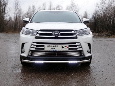 Защита переднего бампера с ДХО 60 мм ТСС для Toyota Highlander 2017-2020