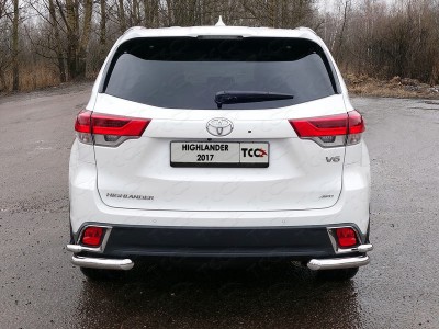 Защита задняя двойные уголки 60-42 мм ТСС для Toyota Highlander 2017-2020