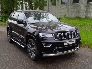 Защита передняя (овальная длинная) 75х42 мм для Jeep Grand Cherokee IV Рестайлинг 2013 – 2022 GRCHER17-16
