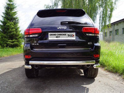 Защита задняя (овальная длинная) 75х42 мм ТСС для Jeep Grand Cherokee IV Рестайлинг 2013 – 2022