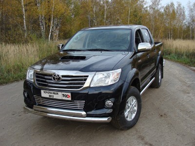 Защита передняя двойная 76-75 мм ТСС для Toyota Hilux 2011-2015