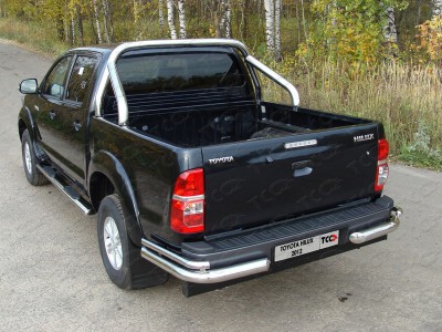 Защита задняя двойные уголки 76-42 мм ТСС для Toyota Hilux 2008-2015