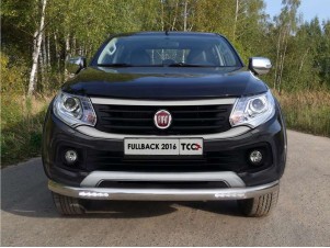 Защита передняя овальная с ДХО 75х42 мм для Fiat Fullback № FIAFUL16-02