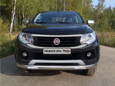Защита передняя овальная с ДХО 75х42 мм ТСС для Fiat Fullback 2016-2021