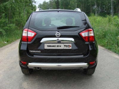 Защита заднего бампера овальная овальная 75х42 мм ТСС для Nissan Terrano 2014-2021