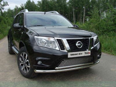 Защита передняя двойная 60/ 42 мм ТСС для Nissan Terrano 2014-2021