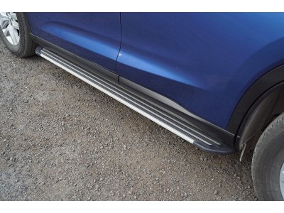 Пороги алюминиевые "Slim Line Silver" 1720 мм ТСС для GAC GS5 2020 – н.в.