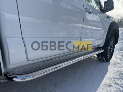 Пороги с площадкой 60,3 мм для Foton Tunland G9 2.0 Diesel АКПП 4WD 2021-н.в.