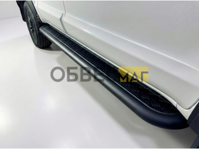 Пороги с площадкой 60,3 мм Black для Foton Tunland G9 2.0 Diesel АКПП 4WD 2021-н.в.