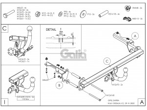 ТСУ Фаркоп оцинкованный Galia шар C съемный для Opel Zafira B № O052C