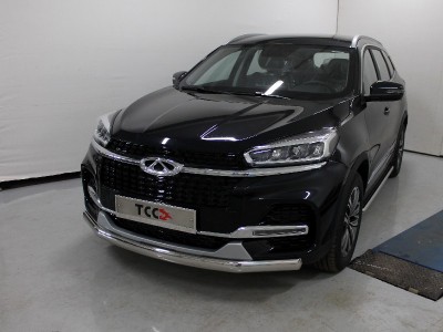 Защита передняя овальная 75х42 мм ТСС для Chery Tiggo 8 2020-2021