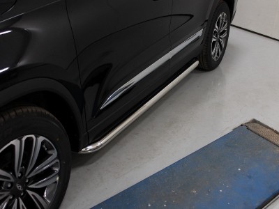 Пороги с площадкой нержавеющий лист 60 мм ТСС для Chery Tiggo 8 2020-2021