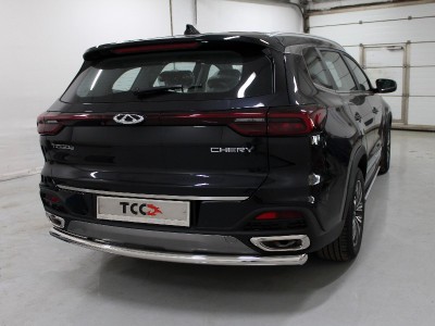 Защита заднего бампера 60 мм ТСС для Chery Tiggo 8 2020-2021