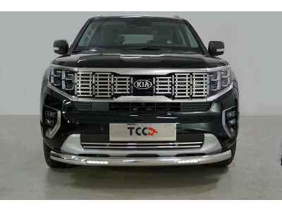 Защита переднего бампера с ДХО 76 мм ТСС для Kia Mohave 2020-2021