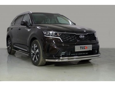 Защита передняя двойная 60-42 мм ТСС для Kia Sorento 2020-2021