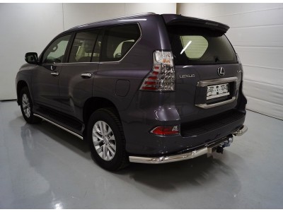 Защита задняя уголки 76 мм, насадка на глушитель в комплекте ТСС для Lexus GX460 2019-2021