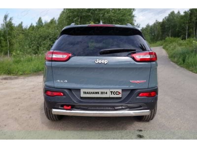 Защита заднего бампера овальная 75-42 мм ТСС для Jeep Cherokee Trailhawk 2014-2021
