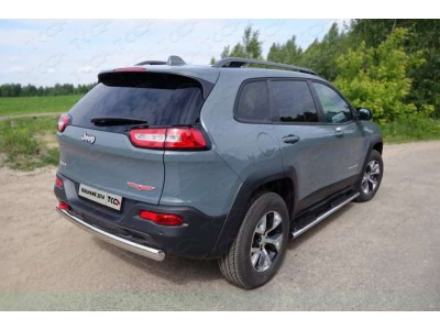 Защита заднего бампера овальная 75-42 мм ТСС для Jeep Cherokee Trailhawk 2014-2021