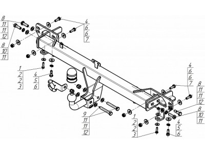Фаркоп с оцинк. шаром для Chery Tiggo 8 2020-2024, Chery Tiggo 8 Pro 2021-2024, Chery Tiggo 8 Pro Max 2022-н.в. крепление шара на двух болтах