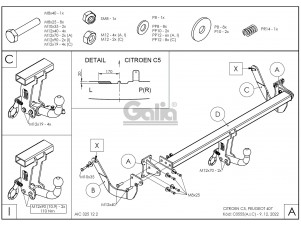 ТСУ Фаркоп оцинкованный Galia шар C съемный для Citroen C5/Peugeot 407 № C055C