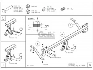 ТСУ Фаркоп оцинкованный Galia шар C съемный для Citroen DS5 № C067C