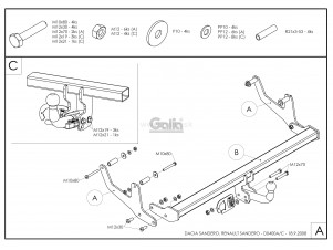ТСУ Фаркоп оцинкованный Galia шар A для Renault Sandero/Sandero Stepway № D040A
