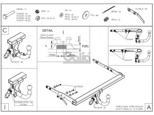 ТСУ Фаркоп оцинкованный Galia шар A для Ford Galaxy/S-Max № F114A