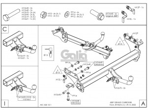 ТСУ Фаркоп оцинкованный Galia шар C съемный для Jeep Grand Cherokee № J010C