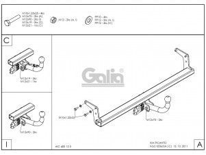 ТСУ Фаркоп оцинкованный Galia шар C съемный для Kia Picanto № K036C