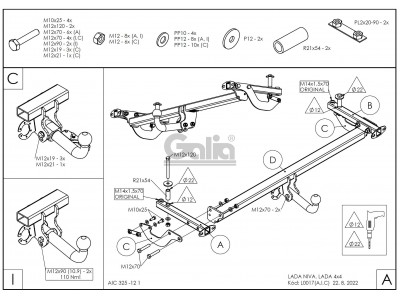 Фаркоп оцинкованный Galia шар C съемный для Нива ВАЗ 2121/2131 1976-2021