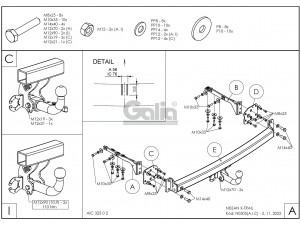 ТСУ Фаркоп оцинкованный Galia шар A для Nissan X-Trail T31 № N050A