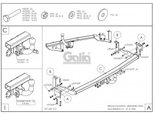 ТСУ Фаркоп оцинкованный Galia шар A для Renault Kangoo/Mercedes Citan № R086A