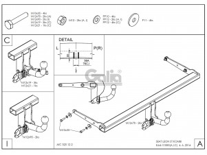 ТСУ Фаркоп оцинкованный Galia шар A для Seat Leon ST № S108A