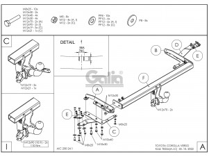 ТСУ Фаркоп оцинкованный Galia шар A для Toyota Corolla Verso № T053A