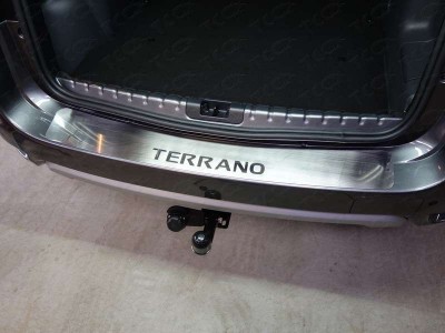 Накладка на задний бампер с надписью Terrano шлифованный лист ТСС для Nissan Terrano 2014-2021