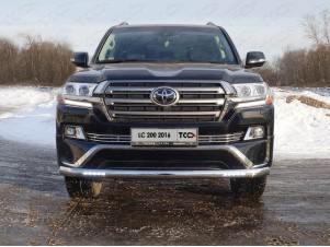 Защита передняя овальная длинная с ДХО 75х42 мм для Toyota Land Cruiser 200 Executive № TOYLC200EX16-08