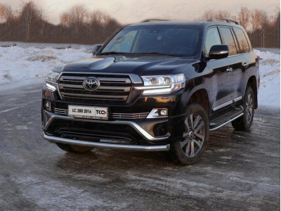 Защита переднего бампера 76 мм ТСС для Toyota Land Cruiser 200 Executive 2016-2021