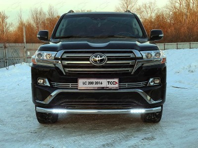 Защита переднего бампера с ДХО 76 мм ТСС для Toyota Land Cruiser 200 Executive 2016-2021