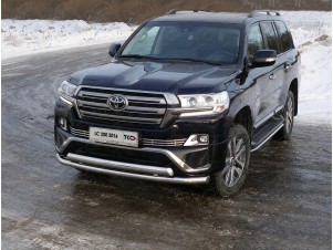 Защита передняя двойная 76-75 мм для Toyota Land Cruiser 200 Executive Lounge № TOYLC200EXLOU18-04