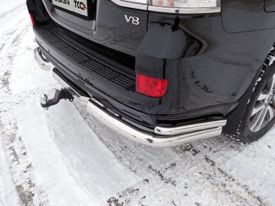 Защита задняя двойные уголки 76-42 мм ТСС для Toyota Land Cruiser 200 Executive 2016-2021