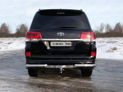 Защита задняя уголки 76 мм ТСС для Toyota Land Cruiser 200 Executive 2016-2021