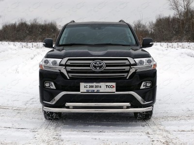 Защита передняя двойная 76-60 мм ТСС для Toyota Land Cruiser 200 Executive 2016-2021