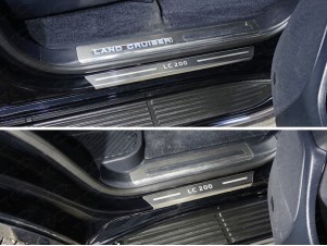 Накладки на пороги с гибом лист шлифованный надпись LC 200 4 штуки для Toyota Land Cruiser 200 № TOYLC20015-30